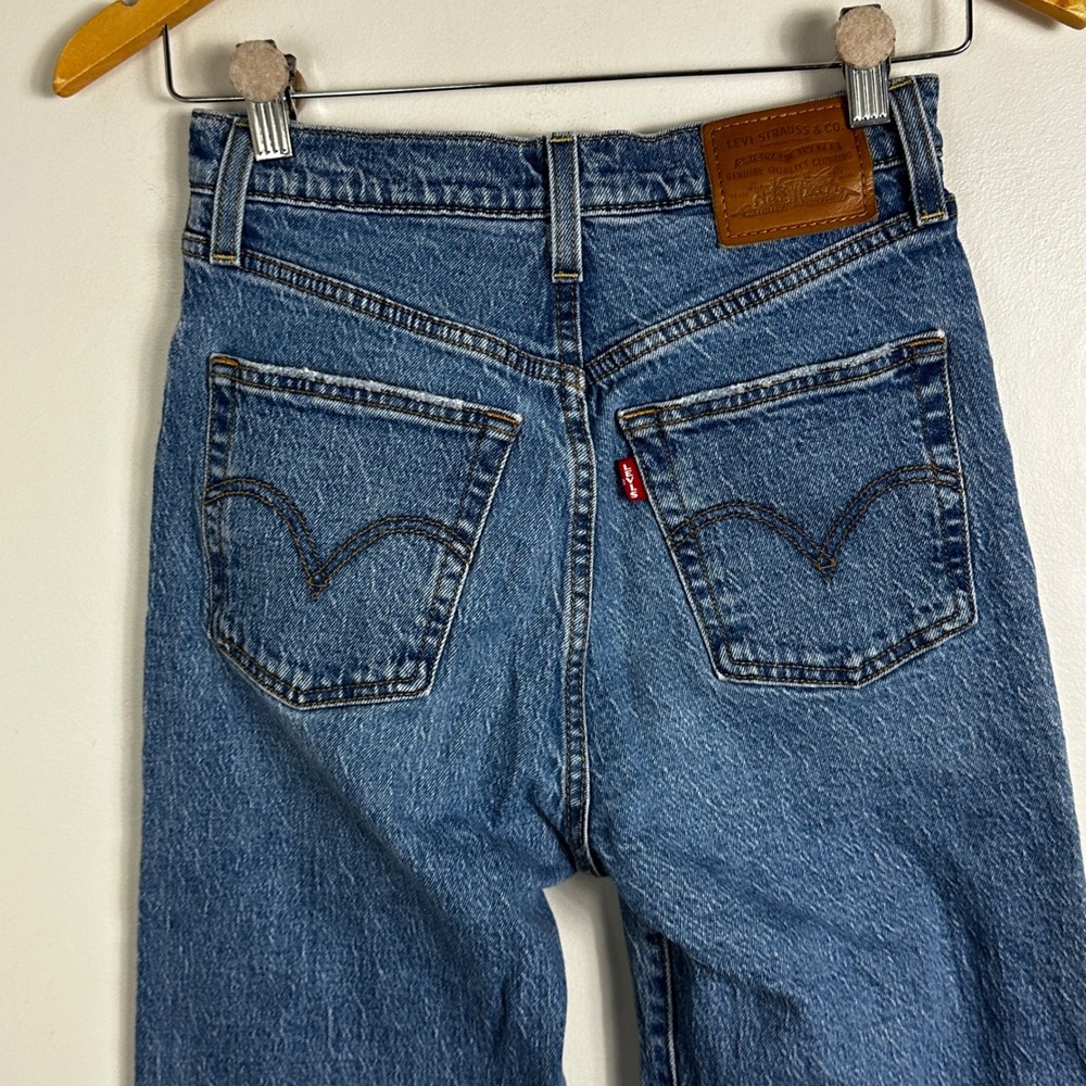 Levis Ribcage Straight Ankle Jeans Blue Womens Size 26 x 29 Waterless Denim High - Picture 10 of 16